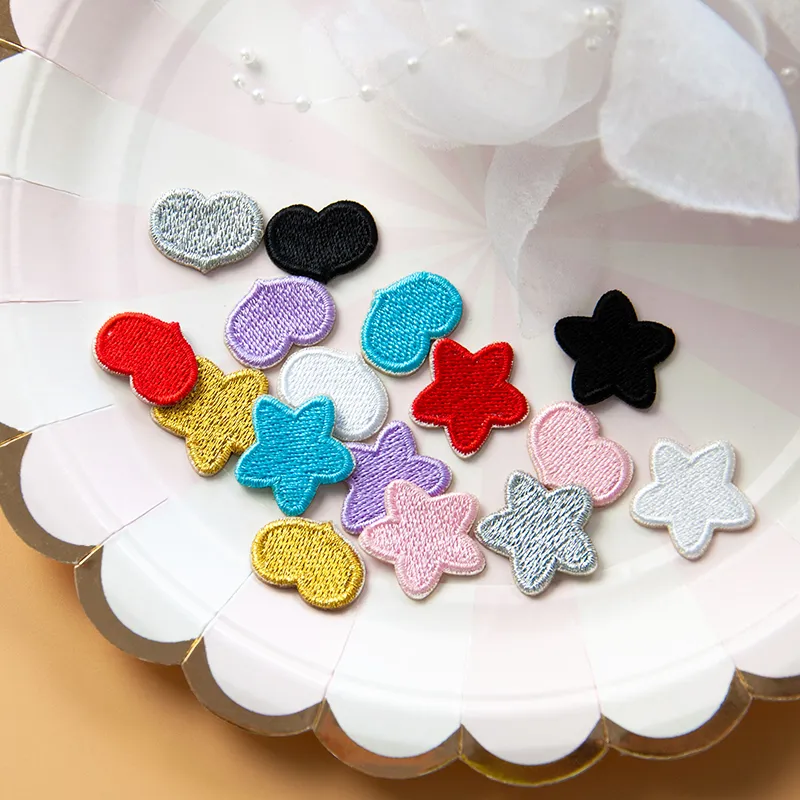 Small Five-Pointed Stars & Hearts Embroidery - Flat Design