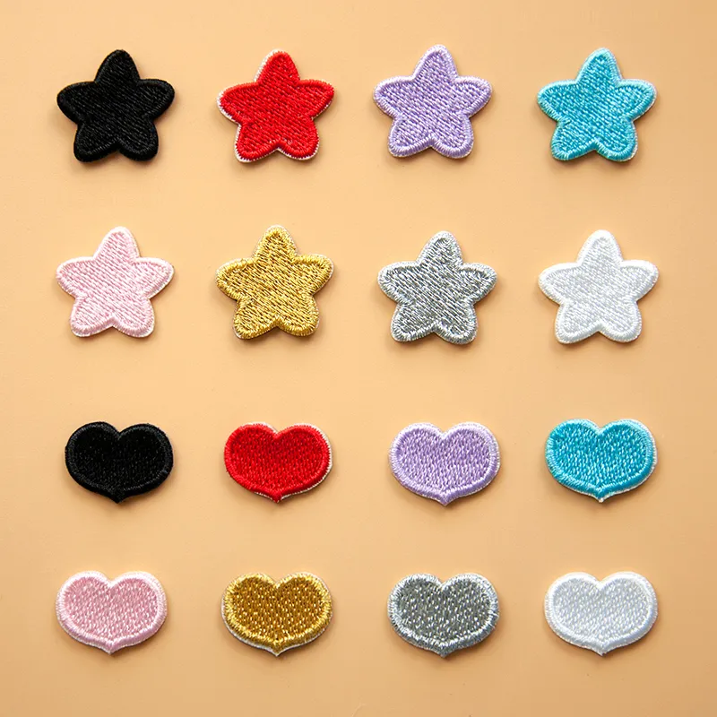 Small Five-Pointed Stars & Hearts Embroidery - Flat Design