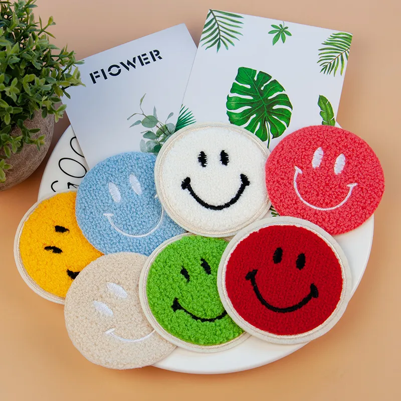 Large Smiley Face Towel Embroidery - Brighten Up Your Bathroom