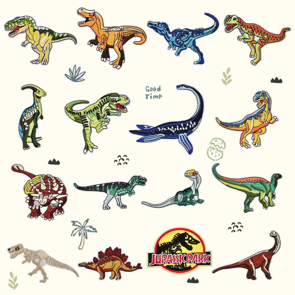 Dinosaur Flat Embroidery Patch for Unique Apparel