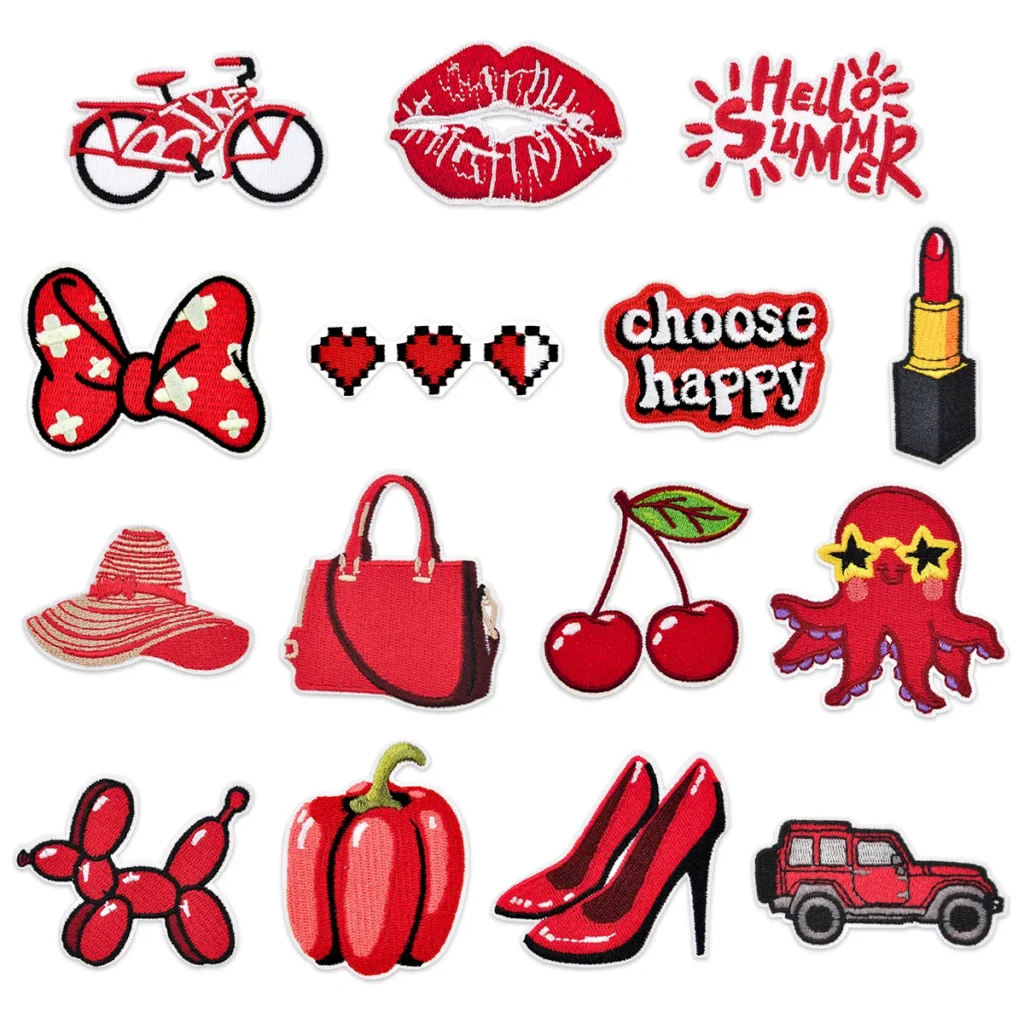 Vibrant Red Flat Embroidery: Stylish and Eye-Catching Design